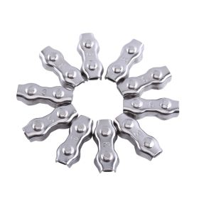 10Pcs M3 Duplex Clips Stainless Steel Wire Cable Rope Grips Clamps Caliper