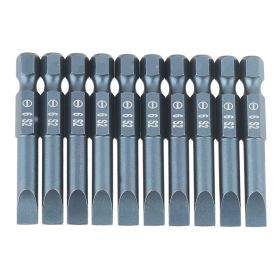 10pcs 1/4inch Hex Shank 50mm S2 Alloy Steel Slotted Screwdriver Bits Set H6.3*50*SL6mm