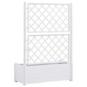 vidaXL Garden Planter with Trellis 39.4"x16.9"x55.9" PP White