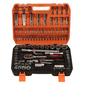 108 Pieces Mechanical Repair Tools Impact Socket Assortment Kit Ratchet and Hex Wrenches Screwdriver Bits