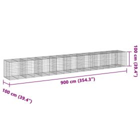 vidaXL Coș gabion cu capac, 900x100x100 cm, fier galvanizat