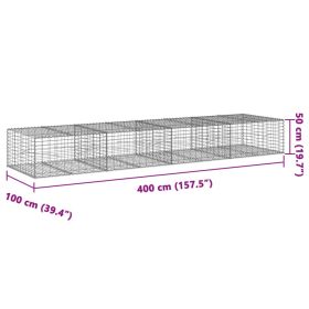 vidaXL Coș gabion cu capac, 400x100x50 cm, fier galvanizat