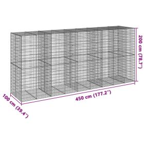 vidaXL Coș gabion cu capac, 450x100x200 cm, fier galvanizat