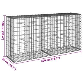 vidaXL Coș gabion cu capac, 200x50x100 cm, fier galvanizat