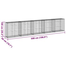 vidaXL Coș gabion cu capac, 500x50x100 cm, fier galvanizat