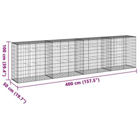 vidaXL Coș gabion cu capac, 400x50x100 cm, fier galvanizat