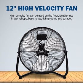 12-Inch 3-Speed High-Speed Heavy-Duty Metal Industrial Floor Fan, Black, 2-Pack, Not Available On Amazon