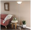 75.5" Brushed Silver Metal Torch Floor Lamp with Marble Glass Shade