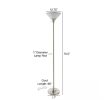 75.5" Brushed Silver Metal Torch Floor Lamp with Marble Glass Shade