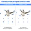 52 Inch Crystal Ceiling Fan Lamp w/ 5 Reversible Blades