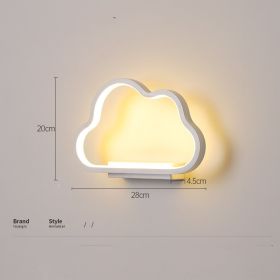 Bedroom Bed Background Wall Decoration Simple Children's Cloud Led Wall Lamp (Option: White-Dimming remote control)