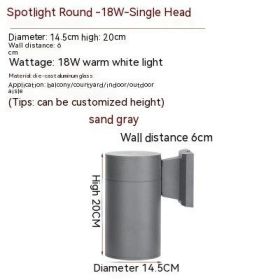 Waterproof Up And Down Spotlight (Option: Warm Light-Black Double Headed 23W)