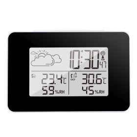 USB Type Functional Weather Clock Electronic Alarm Clock (Color: Black)