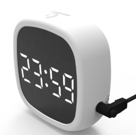 Voice Control Mirror Table Clock Home Decoration Snooze Desk Alarm Clock LED Digital Electronic Clocks Luminous Table Decor (Option: White-USB)