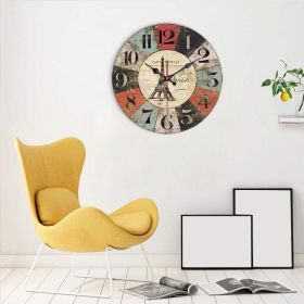 European Creative Wall Clock Wooden Living Room Quartz (Option: Colorful Roulette)