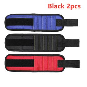 Fifteen-Compartment Powerful Magnetic Wristband (Option: Black 2pcs-Five rows of 15 magnets)