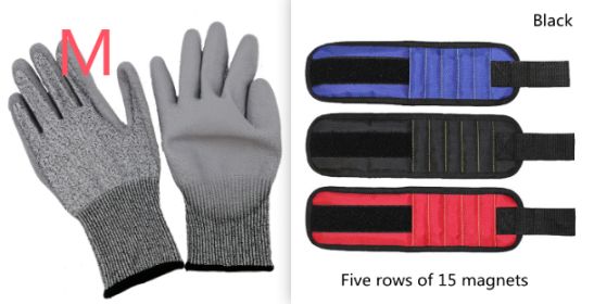 Fifteen-Compartment Powerful Magnetic Wristband (Option: Black set2-Five rows of 15 magnets)