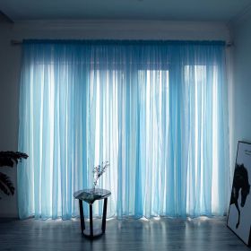 Simple And Modern Balcony Solid Color Gauze Curtain (Option: Sky Blue-1x2.7Hook)