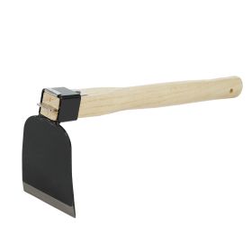 Dual-Purpose Hoe With Short Wooden Handle, Handheld Garden Tool 2 in 1 Rake and Hoe, Great for Loosening or Weeding Soil (Option: Type E-Wood color Black)