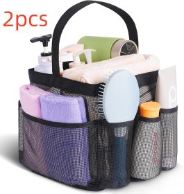 Beach Mesh Toiletry Bag Buggy Bag Handbag 8 Mesh Pockets (Option: Black-18X14X20cm-2pcs)