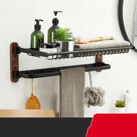 Raw Wood Bathroom Shelf Towel Rack Without Holes (Option: Bath Towel Net 50CM)