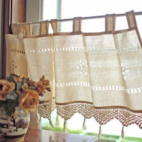 Old Coarse Cotton Linen Crochet Coffee Rod Curtain (Option: Sling Scrims Square-150CMx 45CM)