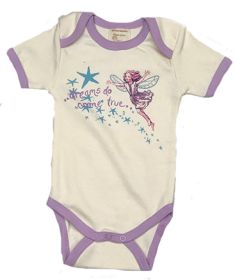 Organic Cotton Short Sleeve Bodysuits/Onesies (size: Fairy 3-6m)