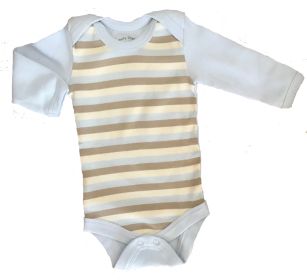 Organic Cotton Long Sleeve Bodysuits/Onesies (size: Blue/Natural/Khaki Stripe 6-12m)