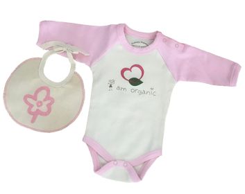 Organic Cotton Long Sleeve Bodysuits/Onesies (size: I am Organic 6-12m)