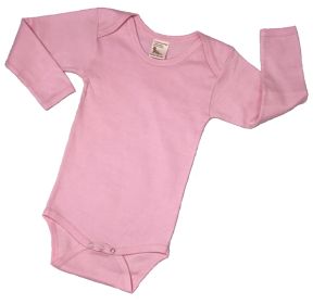 Organic Cotton Long Sleeve Bodysuits/Onesies (size: Pink Solid 18-24m)