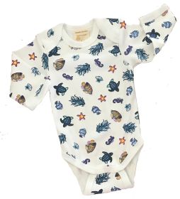 Organic Cotton Long Sleeve Bodysuits/Onesies (size: Under the Sea 3-6m)