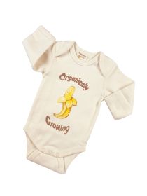 Organic Cotton Long Sleeve Bodysuits/Onesies (size: Banana 3-6m)