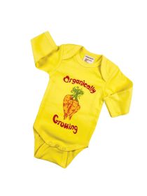 Organic Cotton Long Sleeve Bodysuits/Onesies (size: Yellow Carrot 0-3m)