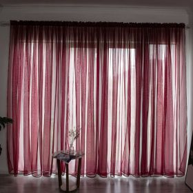 Simple And Modern Balcony Solid Color Gauze Curtain (Option: Wine Red-1x2.7Hook)