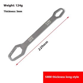 Two-headed Box Wrench 8-22 Multifunctional Non-slip Household Hand Tool (Option: Silver  5mm Length 230)