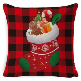 Christmas Linen Printing Decoration Pillowcase (Option: 46 Style-45x45cm)