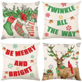 Home Christmas Decorative Printed Pillowcase (Option: Style 26-4 PCS)