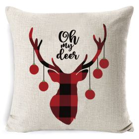 Christmas Linen Printing Decoration Pillowcase (Option: Style 15-45x45cm)