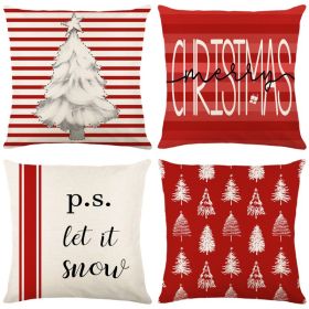 Home Christmas Decorative Printed Pillowcase (Option: Style 5-4 PCS)