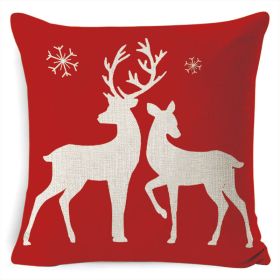 Christmas Linen Printing Decoration Pillowcase (Option: Style 1-45x45cm)