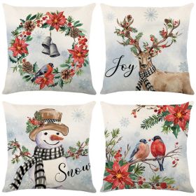 Home Christmas Decorative Printed Pillowcase (Option: Style 25-4 PCS)