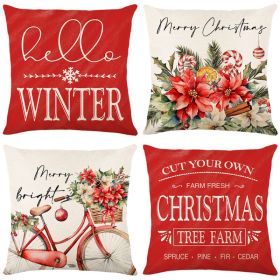 Home Christmas Decorative Printed Pillowcase (Option: Style 13-4 PCS)