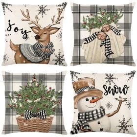 Home Christmas Decorative Printed Pillowcase (Option: Style 6-4 PCS)