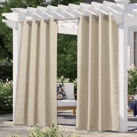 Solid Color Outdoor Waterproof And Sun Protection UV Protection High Precision Black Silk Shading Curtain (Option: Beige-107 âˆšÃ³ 164cm)