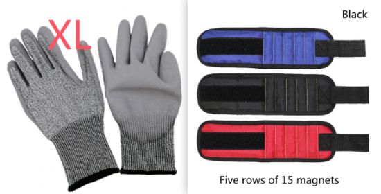 Fifteen-Compartment Powerful Magnetic Wristband (Option: Black set4-Five rows of 15 magnets)