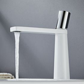 Bathroom And Bathroom Wash Hands And Face Faucets (Option: White Silver-Short style)