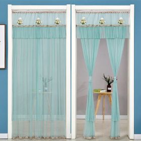 Double Yarn Lace Gauze Door Curtain Quiet Anti-mosquito Embroidered Living Room Bedroom Bathroom Universal Partition Home Decor (Color: 01 Green, size: 100x210cm)