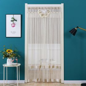 Double Yarn Lace Gauze Door Curtain Over The Door Anti-mosquito Living Room Bedroom Bathroom Universal Partition Home Decoration (Color: beige, size: 90x200cm)