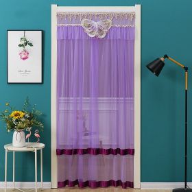 Double Yarn Lace Gauze Door Curtain Over The Door Anti-mosquito Living Room Bedroom Bathroom Universal Partition Home Decoration (Color: purple, size: 90x210cm)