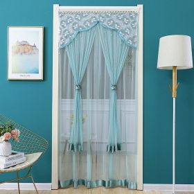 Double Yarn Door Curtain Anti-mosquito Embroidered Tassel Quiet Bedroom Living Room Bathroom Universal Partition Home Decoration (Color: 02 Green, size: 100x200cm)